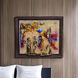 Бронзовая картина "Вечерняя прогулка. Мост" с подсветкой