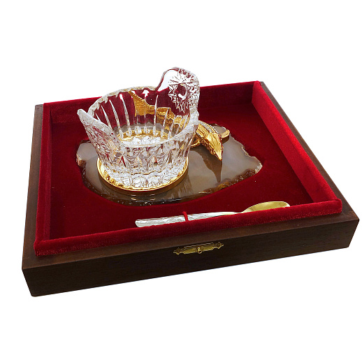 Икорница на агате № 2. Златоуст купить с доставкой Икорница на агате № 2. Златоуст
