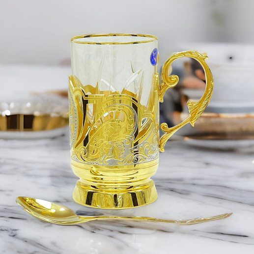 Оригинальный подстаканник со стаканом "Узор". Златоуст купить с доставкой Оригинальный подстаканник со стаканом "Узор". Златоуст